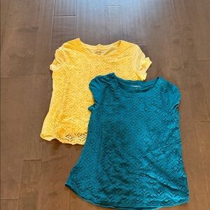 Croft & Barrow Yellow and Teal Lace Tops